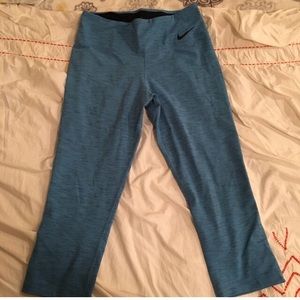Nike Drifit Crop Leggings in Space Blue Medium